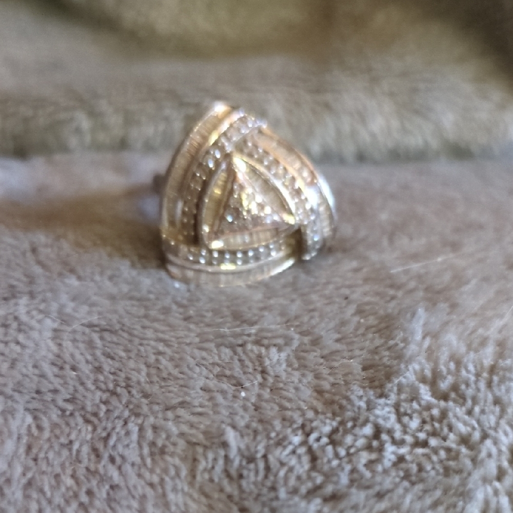 Vtg Diamond And Sterling Silver Woven Ring